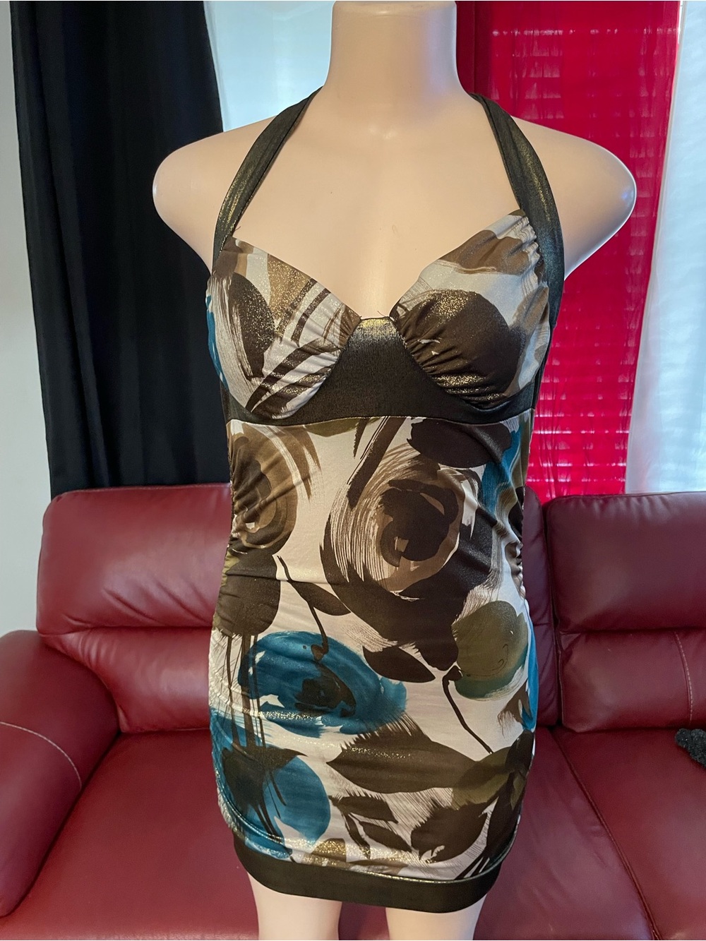 Juju & b halter y2k 90s shimmer bodycon dress short part cocktail small